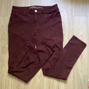 Burgundy American Eagle jeggings